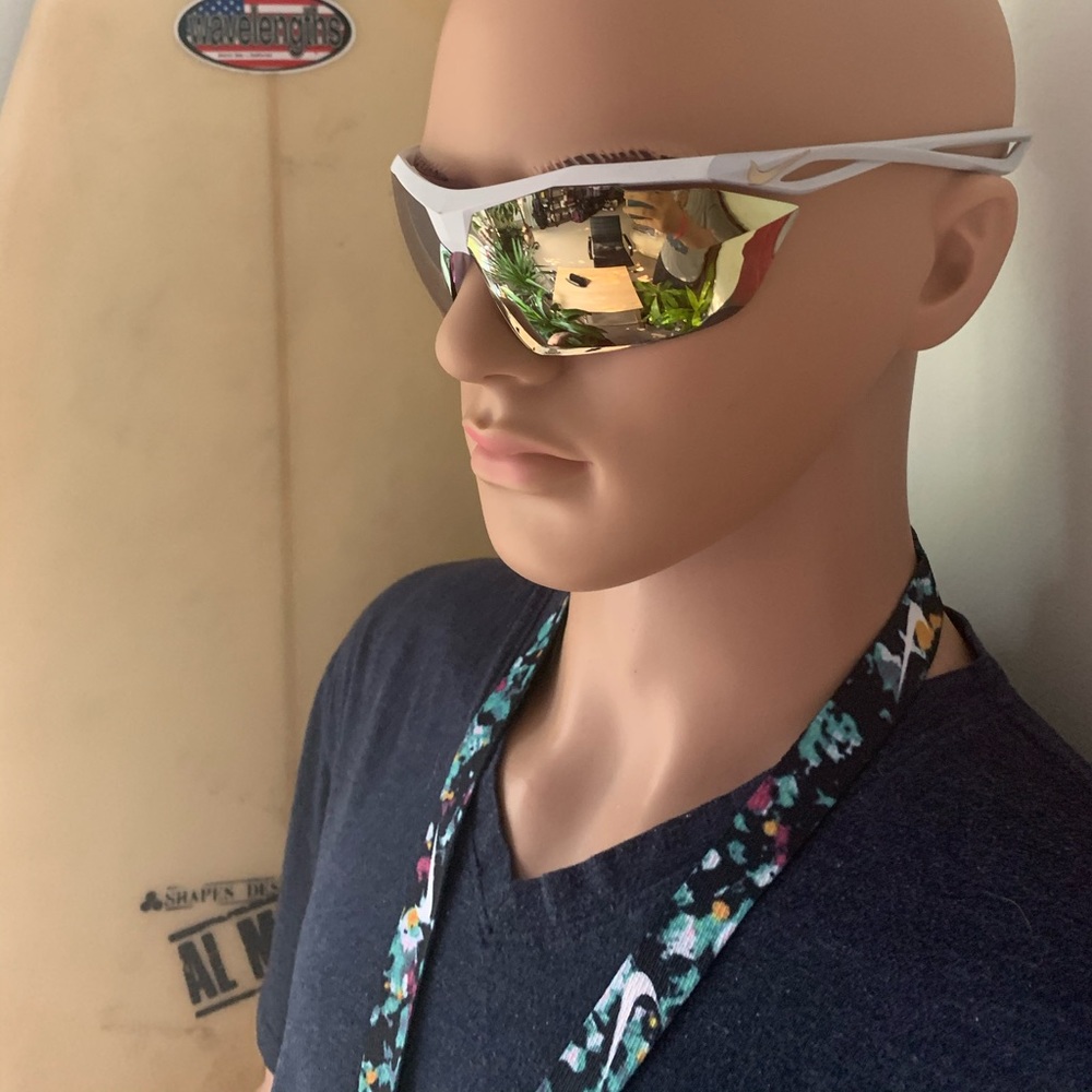 Nike Vaporwing Sunglasses Matte White Speed Tint Gold Mirror Lens EV0914